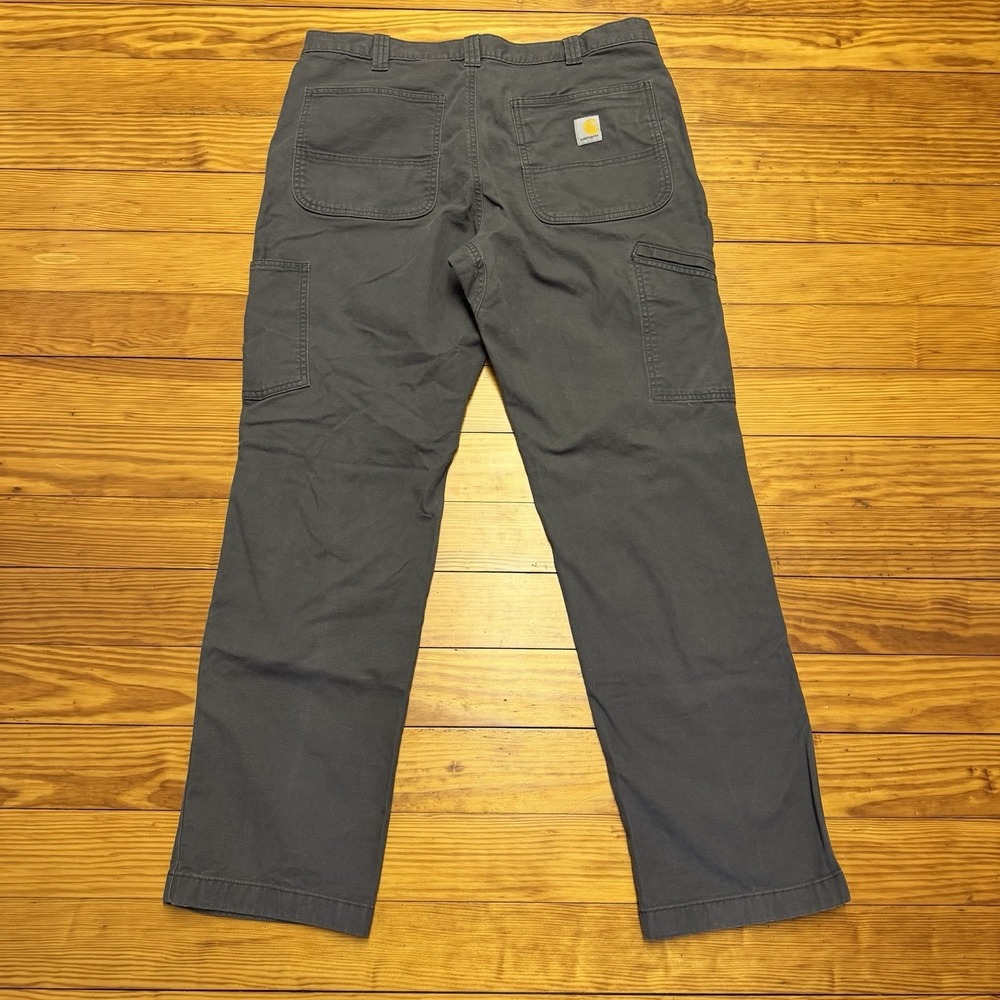 Carhartt Canvas Mens 36 x 32 Gray Double Knee Rugged Flex Relax Fit BN2802-M - Picture 8 of 11